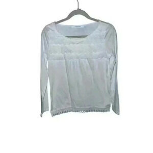 Lugnoncure white long sleeve  size m Casual Round Neck Normcore